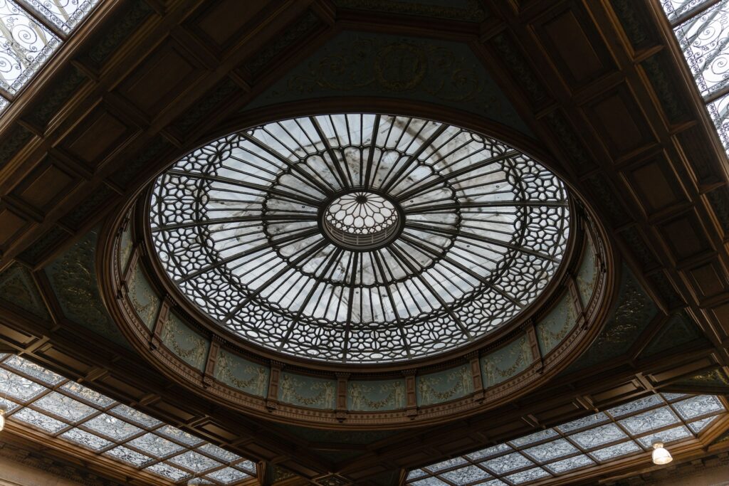 Glass roof and platforms of an Edinburgh railway station