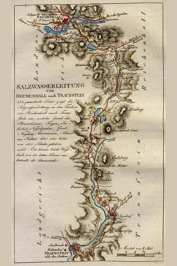Historic map of the Hallstatt region