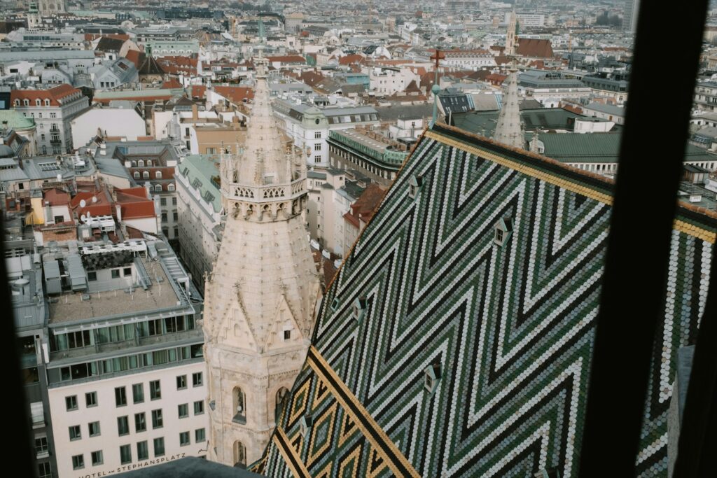 Les toits du centre de Vienne vus depuis la cathédrale Saint-Étienne
