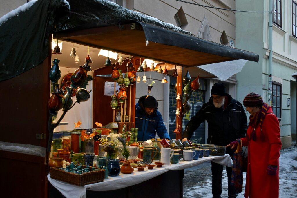 Craft stall at the Spittelberg Christmas market in Vienna's seventh district