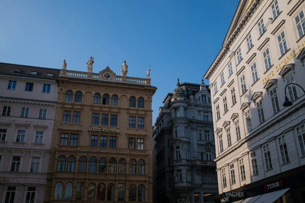Historic facades along the Graben in central Vienna