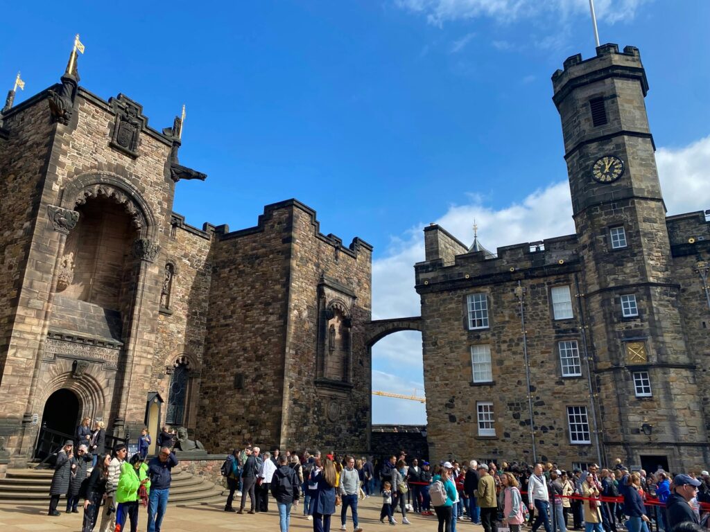 Visitors gathered outside the entrance to Edinburgh Castle